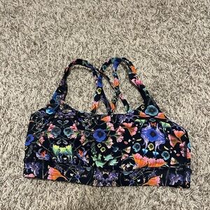 Lululemon Athletica Black Floral Sports Bra